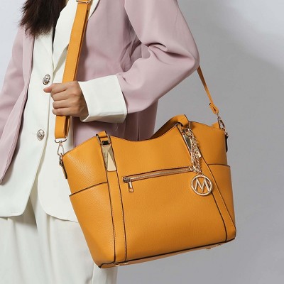 MKF Collection Tote Bag Solid Multi Pocket Zip Closure, Janise | MKF Collection by Mia K - Yellow — фото 2