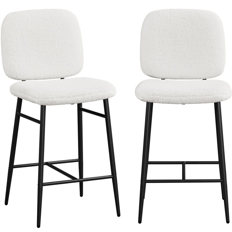 Yaheetech Set of 2 Modern Upholstery Bar Stools for Kitchen Dining Room, White, 1 of 6
