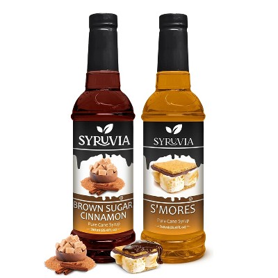 Syruvia Coffee Flavors Variety Pack: Brown Sugar Cinnamon & Smores 25.4 fl oz Syrup