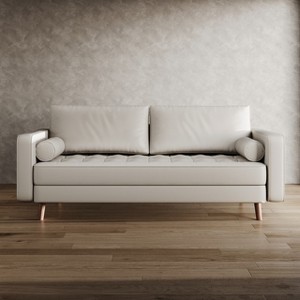 Tree City - 70" Faux Upholstered Mid-Century Modern Leather Square Arm Sofa - 1 of 4