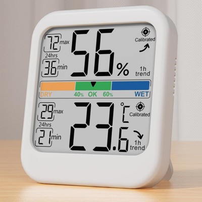 FONTOI Digital Hygrometer Indoor Thermometer, Room Temperature and Humidity Monitor Meter for Baby Room, Greenhouse, White, 2.76"*0.75"*3.11"