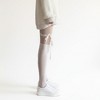 Anna-Kaci Women's Sheer Over-the-Knee Tights with Satin Ribbon Bow and Scalloped Edge Design - White - 3 of 4