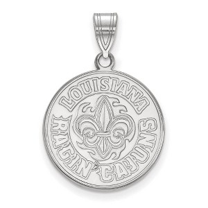 Black Bow Jewelry 10k White Gold Louisiana Lafayette Ragin' Cajuns NCAA Large Pendant - 1 of 3