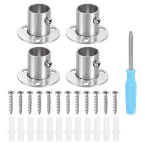 Unique Bargains Stainless Steel High-Leg Style Wardrobe Closet Rod Holder 4 Pcs - 1 of 4