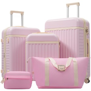 Lyngins Hardside 20/24/28 Inch 5PCs Carry on Luggage Sets with Travel Bags,Spinner Wheels,TSA Lock,Expandable Suitcases Sets for Family Trips - 1 of 4