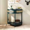 31.5" Half Moon Console Table with Sliding Rattan Doors and Bottom Shelf for Living Room or Hallway-The Pop Home - 2 of 4