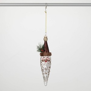 8.5"H Sullivans Christmas Rustic Santa Head Ornament  Multicolor - 1 of 2