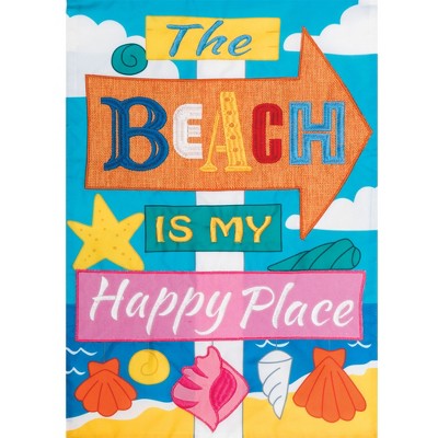 Home & Garden 18.0" Beach Happly Place Garden Flag Garden Sun Fun Custom Decor  -  Flags