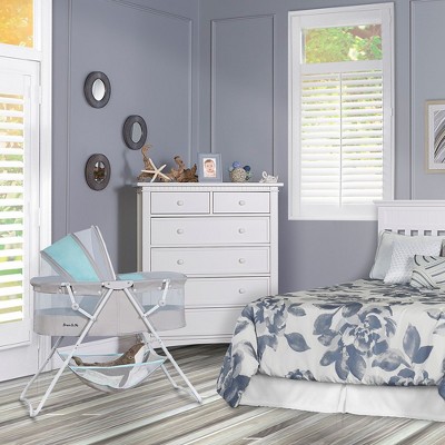 Blue and Gray Lightweight Polyester Foam Bassinet with Canopy