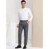 Lars Amadeus Men's Slim Fit Flat Front Plaid Business Formal Pants - 3 of 4