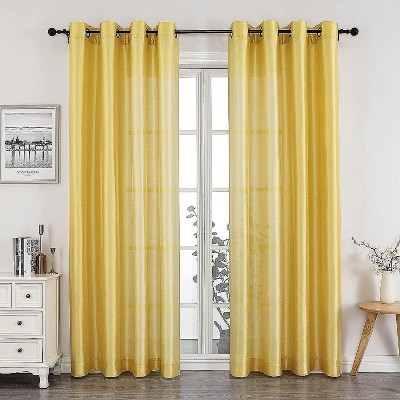 GoodGram 2 Piece Sheer Voile Faux Silk Spring & Summer 84 in. L Grommet Top Curtain Panels
