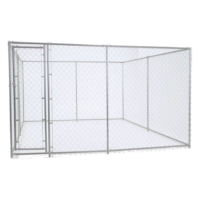 Lucky Dog 10 by 6 Foot Large Outdoor Galvanized Steel Chain Link Dog Kennel with Latching Door, 1.5 Inch Raised Legs, and WeatherGuard Roof Cover, 2 of 7