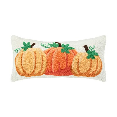 Fall Pumpkins Hand-Hooked Wool Decorative Throw Pillow