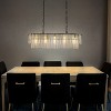 ALOADECOR 5-Light 39'' Matte Black Rectangle Elegant Ribbed Glass Chandelier Vintage Art Glass Pendant Light For Dining Room Ktichen Island - 2 of 4