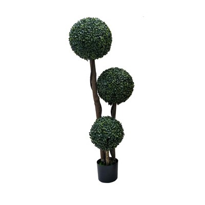 1pc Topiary Trees Artificial Outdoor, 35"/45" Milan Grass Ball Topiary Trees, Fake Greenery Tree with Planter Pot for Home, Office, Porch Decor