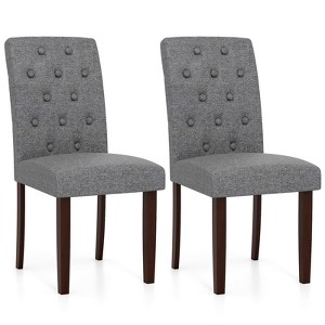 Tangkula Wooden Dining Chair Set of 2 w/Rubber Wood Legs Padded Seat S Springs High  Back - 1 of 4