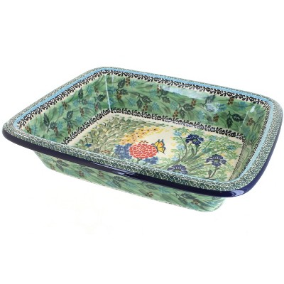 Blue Rose Polish Pottery Teresa Medium Rectangular Baker