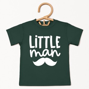 The Juniper Shop Little Man Mustache Toddler Short Sleeve Tee - 2T - Forest - 1 of 4