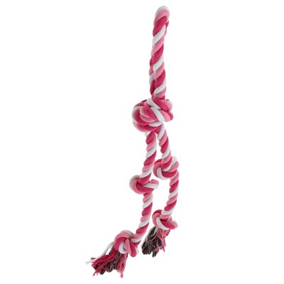 Unique Bargains Knots Shape Dog Chew Rope Rose Red White 1 Pc