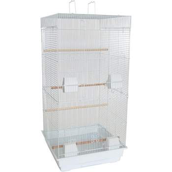 YML A6924 3/8 inches Bar Spacing Tall Flat Top Small Bird Cage White 18 inches x 18 inches