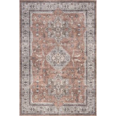 Nuloom Green Haven Collection Daleyza Recycled Cotton Pet Friendly Machine Washable Area Rug, 4' x 6', Rust