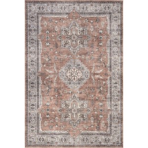 Nuloom Green Haven Collection Daleyza Recycled Cotton Pet Friendly Machine Washable Area Rug, 4' x 6', Rust - 1 of 4