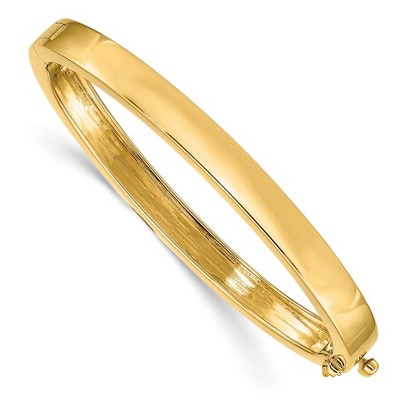 Black Bow Jewelry 6.3mm 14k Yellow Gold Polished Solid Open Back Hinged Bangle Bracelet