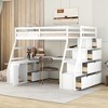 NicBex Twin Size Bunk Bed with Desk Loft Bed Bed Frame with 2 Shelves, 7 Drawers, Stair and Full Length Guardrails, No Box Spring Required - 2 of 4