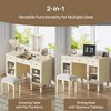 YONWAY 2-in-1 Makeup Vanity with Flip-Top Mirror, Dressing Table Set with Stool, Computer Writing Desk for Study, Bedroom, Living Room (White) - 4 of 4