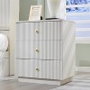 SinCiDo Fluted Nightstand with Charging Station, 21.65" Wide Modern Wood Bedside Table w/3 Storage Drawers for Bedroom, Living Room - 3 of 4