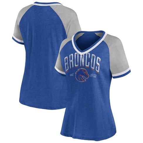 Ncaa Boise State Broncos Women's Gray V-neck Raglan T-shirt : Target