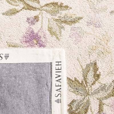 Ivory Floral Hand-Knotted Wool Oval Area Rug, 6' x 9'