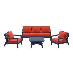 WestinTrends Avalon Outdoor 6-Piece Modular Sectional Patio Furniture Sofa Set, Navy Blue/Orange - 1 of 4