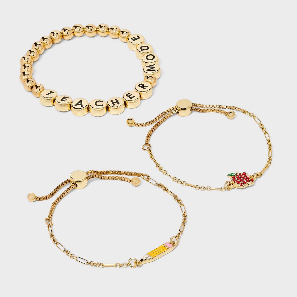 SUGARFIX by BaubleBar Teacher Mode Chain Bracelet Set 3pc - Gold