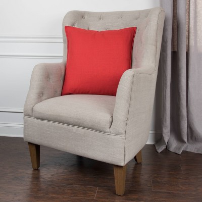 Ruby Red Cotton Minimalistic Throw Pillow 20" x 20"