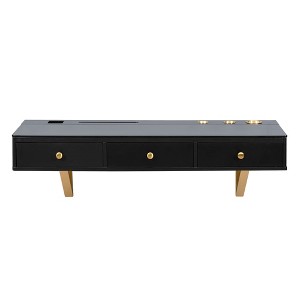 Gulches 47" Floating Shelf (Black & Golden) with Drawer - Wall-Mounted Vanity Desk, Multi-Purpose Table for Bedroom, Bathroom, Hairdressers - 1 of 4