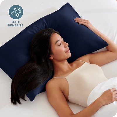 Midnight Blue Satin Standard/Queen Pillowcase Set