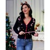 Clearlove Festive Christmas Candy Cane Santa Cardigan Sweater for Women Cheerful Holiday Knitwear - 4 of 4
