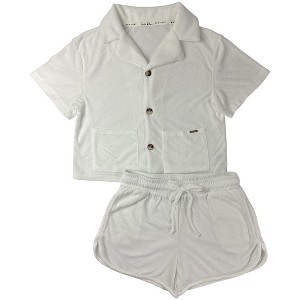 Nicole Miller New York Womens' 2-Piece Terry Button Down Cover Up Sets - 1 of 4