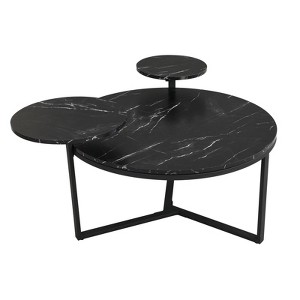 SEVOBAL Coffee Tables Modern Coffee Table Bed Side Tables Bedroom Tripod Inspired Base for Living Room, Matte Black, 31.5"*31.5"*19.7" - 1 of 4