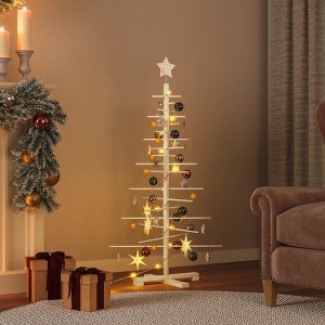 Wooden Christmas Tree Natural Wood Solid Pine Wood Small - 1 of 4