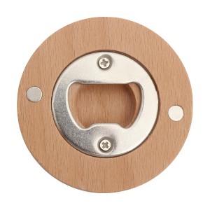 Unique Bargains Bottle Opener Magnetic Beer Opener Beech Wood Light Brown 2.56"x0.59" 1 Pcs - 1 of 4
