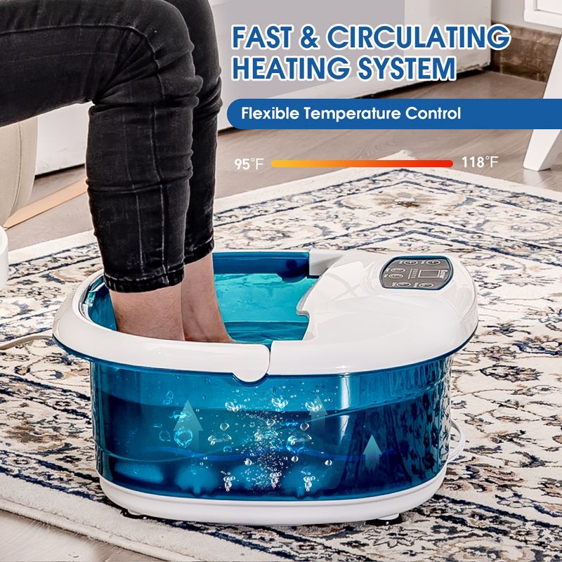Costway Foot Spa Bath Tub w/Heat & Bubbles & Electric Massage Rollers, 5 of 11