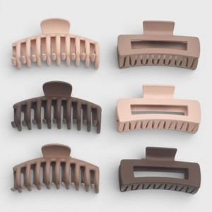 Hair Essentials 6pk Square and Classic 8.5cm Claw Clips - Multicolored ...