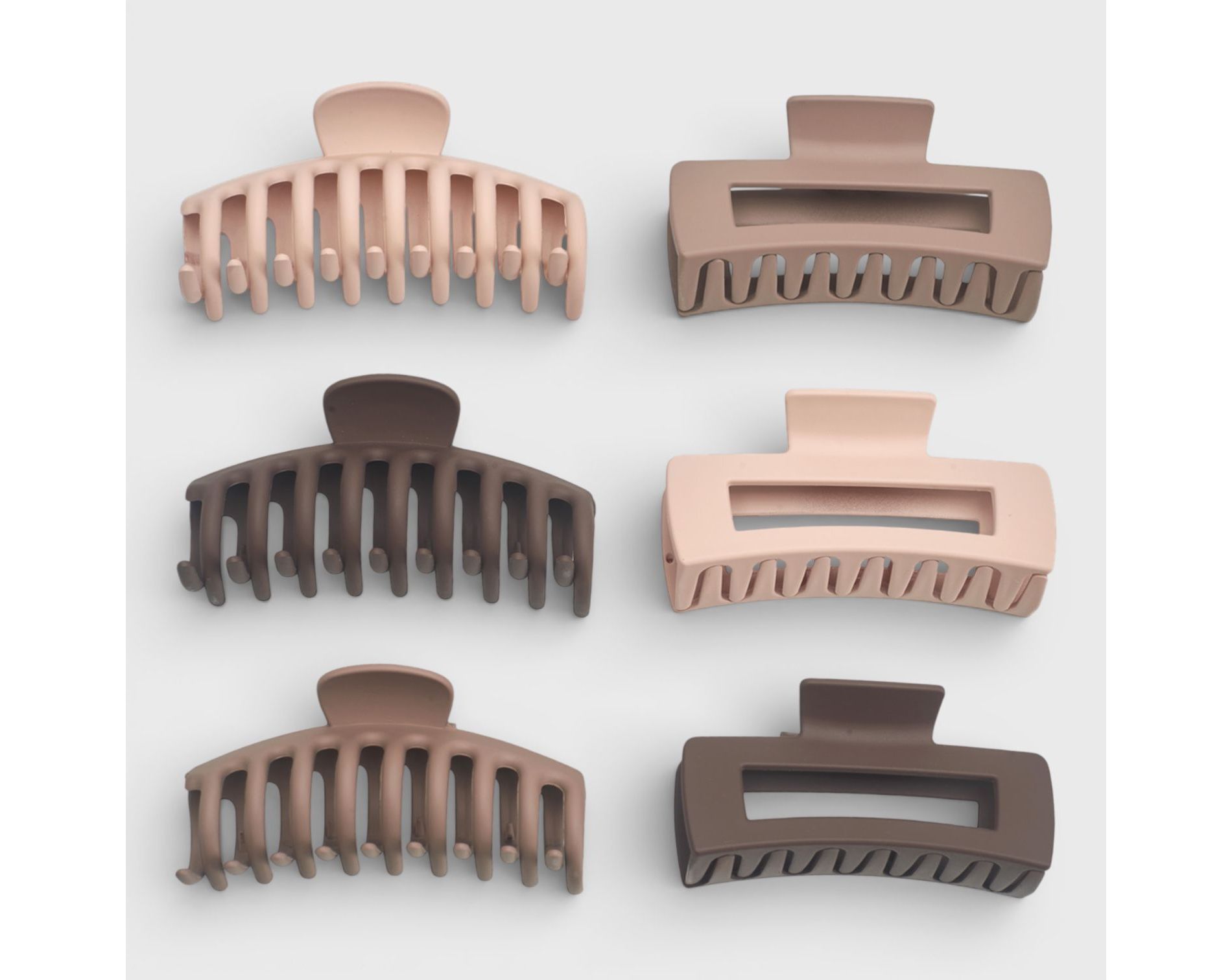 Hair Essentials 6pk Square and Classic 8.5cm Claw Clips - Multicolored