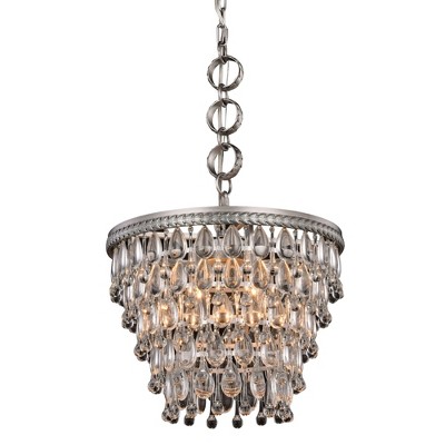 Elegant Lighting Nordic 4 light Antique Silver Pendant Clear Royal Cut Crystal