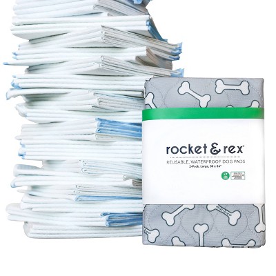 rocket &#38; rex Bone Print Washable Reusable Pee Pads for Dogs - L - Gray - 2ct_5