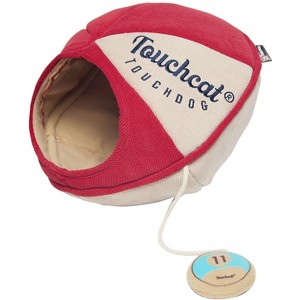 Touchcat  Saucer Oval Collapsible Walk-Through Pet Cat Bed House With Play Active Toy Red-Large - 1 of 2