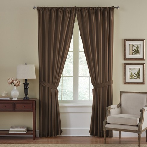 Velvet Room Darkening Dual Header Polyester Window Drapery Curtain Panel -  52-inch W x 108-inch L in Beige