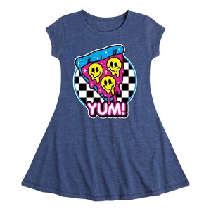 Girls' - Instant Message - Y2K Pizza Slice Fit & Flair Cap Sleeve Graphic Dress - 1 of 4